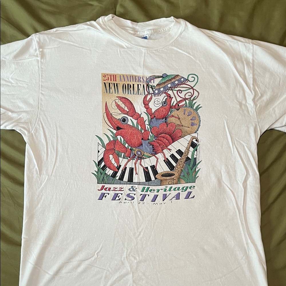 Vintage 1994 New Orleans Jazz & Heritage Festival Tee Shirt 25th Anniversary